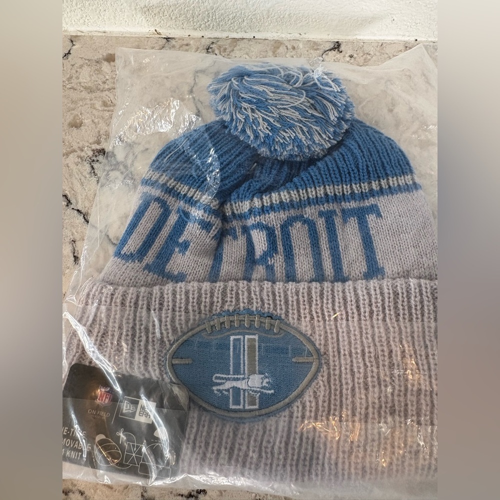 Set of 2 Detroit Knit Beanies with Pom